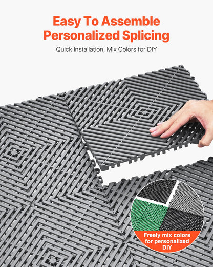 Interlocking Drainage Mat, 31 x 31 cm Modular Interlocking Cushion, 40 Pcs Splicing Drainage Mats, Non-Slip Gray PP Drainage Floor Tile and Shower Mat, for Garage, Garden, Kitchen & Outdoor - Image 5