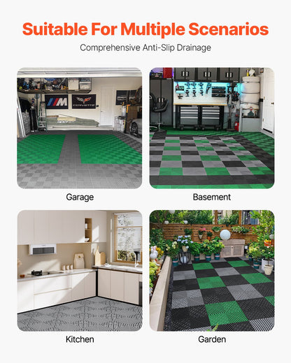 Interlocking Drainage Mat, 31 x 31 cm Modular Interlocking Cushion, 40 Pcs Splicing Drainage Mats, Non-Slip Gray PP Drainage Floor Tile and Shower Mat, for Garage, Garden, Kitchen & Outdoor - Image 6