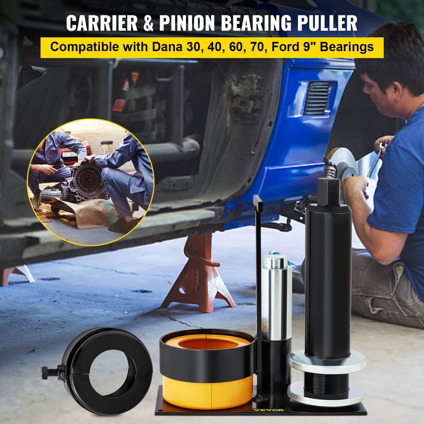 Carrier & Pinion Bearing Puller, Compatible with Dana 30, 40, 60, 70, Ford 9\" Bearings, Pinion Puller Tool with 2 Clamshells, 45# Steel Clamshell Carrier Bearing Puller for Auto Repair - Image 2