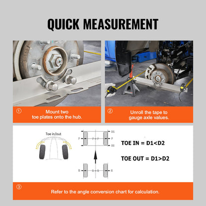 Wheel Alignment Tool, 2-Pack Toe Alignment Toe Plates, Stainless Steel Wheel Alignment Tool Plate, Toe Angle Accurate Measurement, Includes 2 Measuring Tapes & Conversion Chart - Image 6