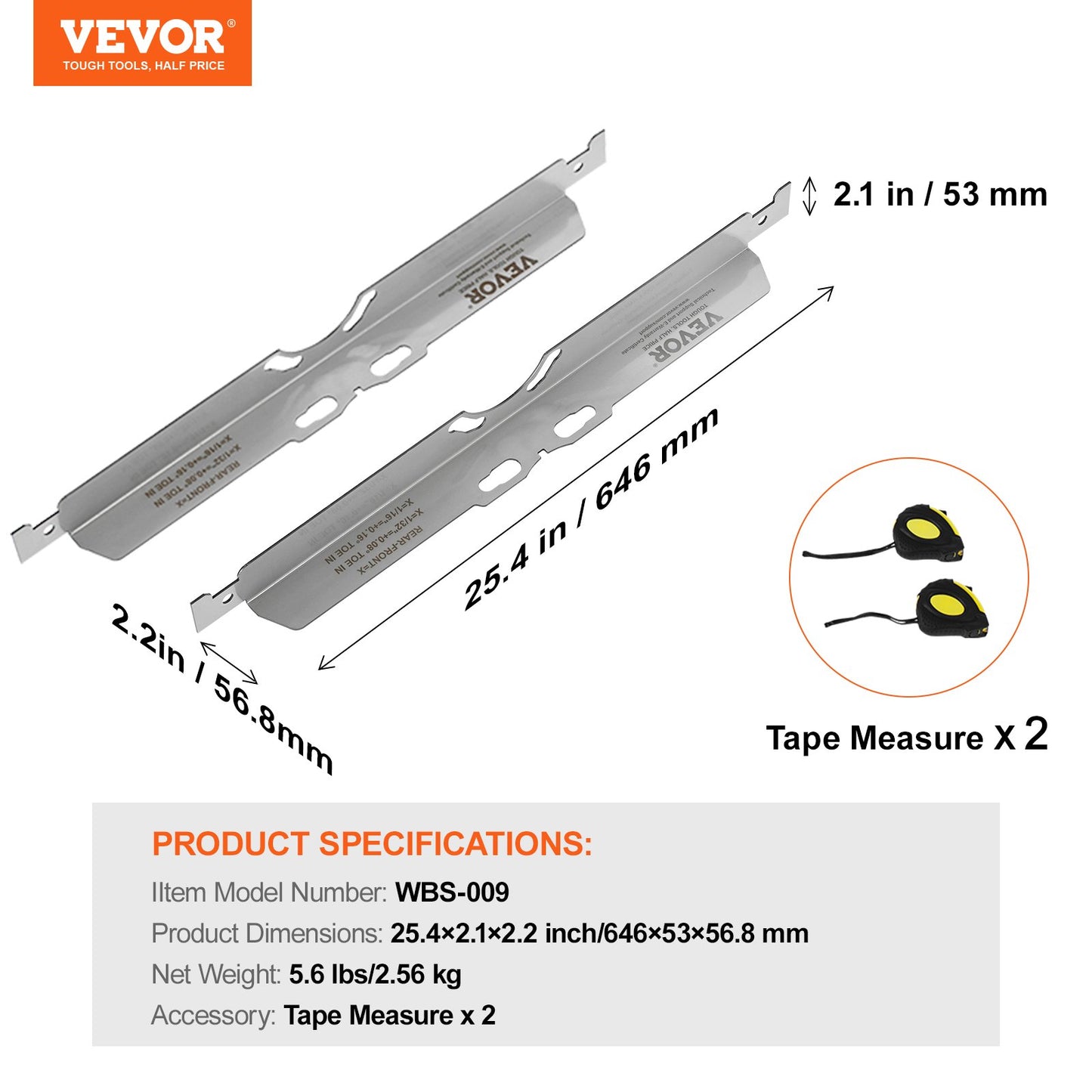 Wheel Alignment Tool, 2-Pack Toe Alignment Toe Plates, Stainless Steel Wheel Alignment Tool Plate, Toe Angle Accurate Measurement, Includes 2 Measuring Tapes & Conversion Chart - Image 7