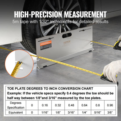 Wheel Alignment Tool, 2-Pack Alignment Tool Toe Plates, Stainless Steel Toe Angle Measurement Tool Plate, 4 Alignment Rods and Magnetic Slots, Includes Measuring Tapes & Conversion Chart - Image 3
