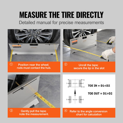 Wheel Alignment Tool, 2-Pack Alignment Tool Toe Plates, Stainless Steel Toe Angle Measurement Tool Plate, 4 Alignment Rods and Magnetic Slots, Includes Measuring Tapes & Conversion Chart - Image 6