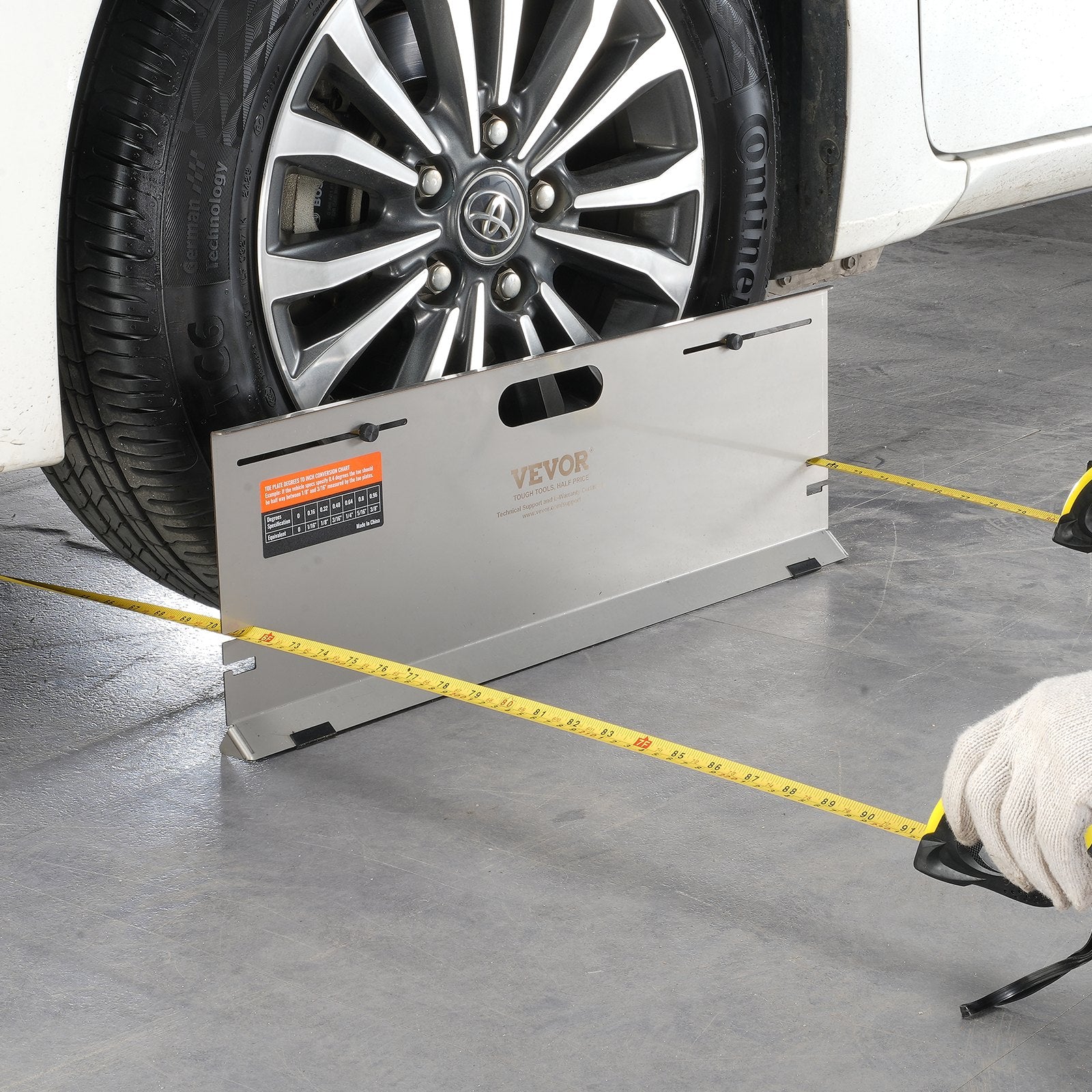 Wheel Alignment Tool, 2-Pack Alignment Tool Toe Plates, Stainless Steel Toe Angle Measurement Tool Plate, 4 Alignment Rods and Magnetic Slots, Includes Measuring Tapes & Conversion Chart - Image 8