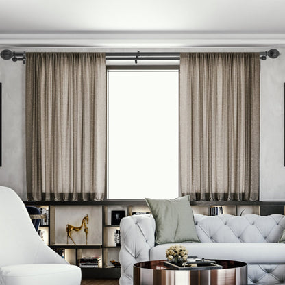 Double Rod Curtain Rods, 36-72 inches(3-6ft) Adjustable Length, Black Double Curtain Rods with Round Finials, 1" and 3/4" Diameter, Double Window Drapery Rod for Sheer and Blackout Curtains - Image 8