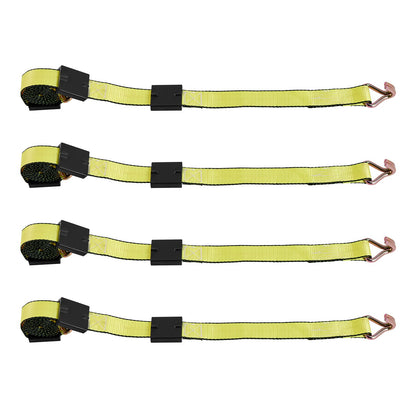 Wheel Chock Tie-Down Kit, Deck-Style Trailer Tie Down Strap, Car Tie Down Kit with J-Hook, Break Strength 4540 kg & Working Load 1512 kg Motorcycle Tie-Down System for SUVs, Trailers, Trucks