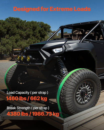 Wheel Chock Tie-Down Kit, Chock-Style Trailer Tie Down Strap, Car Tie Down Kit with Buckle, Break Strength 1986.73 kg & Working Load 662 kg Motorcycle Tie-Down System for ATVs, UTVs & Trailers - Image 3