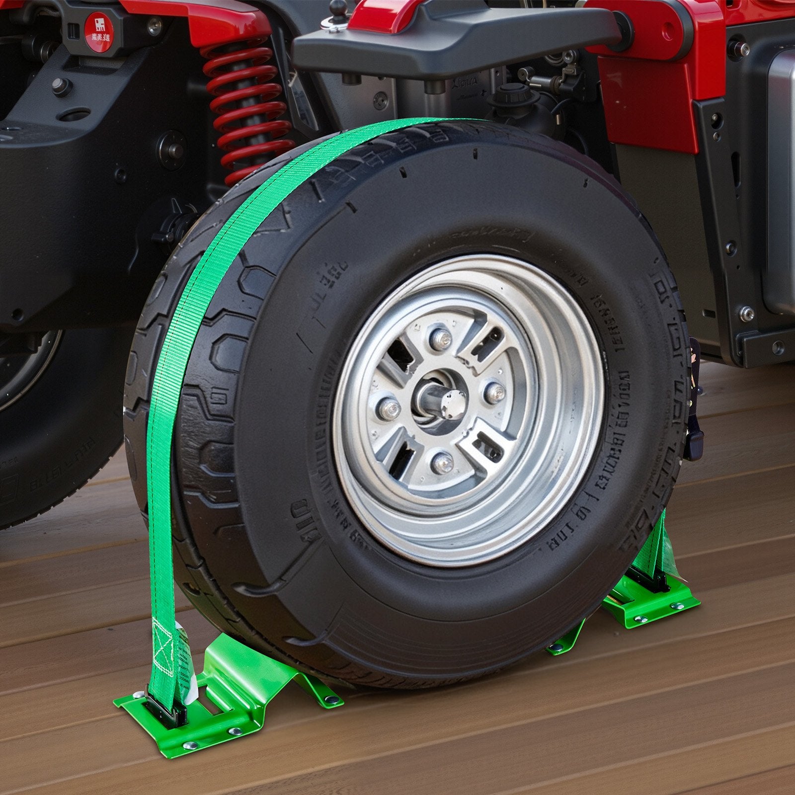 Wheel Chock Tie-Down Kit, Chock-Style Trailer Tie Down Strap, Car Tie Down Kit with Buckle, Break Strength 1986.73 kg & Working Load 662 kg Motorcycle Tie-Down System for ATVs, UTVs & Trailers - Image 8