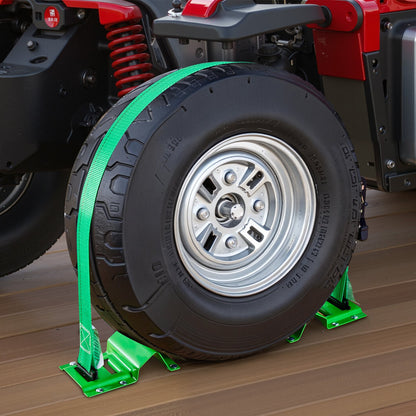 Wheel Chock Tie-Down Kit, Chock-Style Trailer Tie Down Strap, Car Tie Down Kit with Buckle, Break Strength 1986.73 kg & Working Load 662 kg Motorcycle Tie-Down System for ATVs, UTVs & Trailers - Image 8