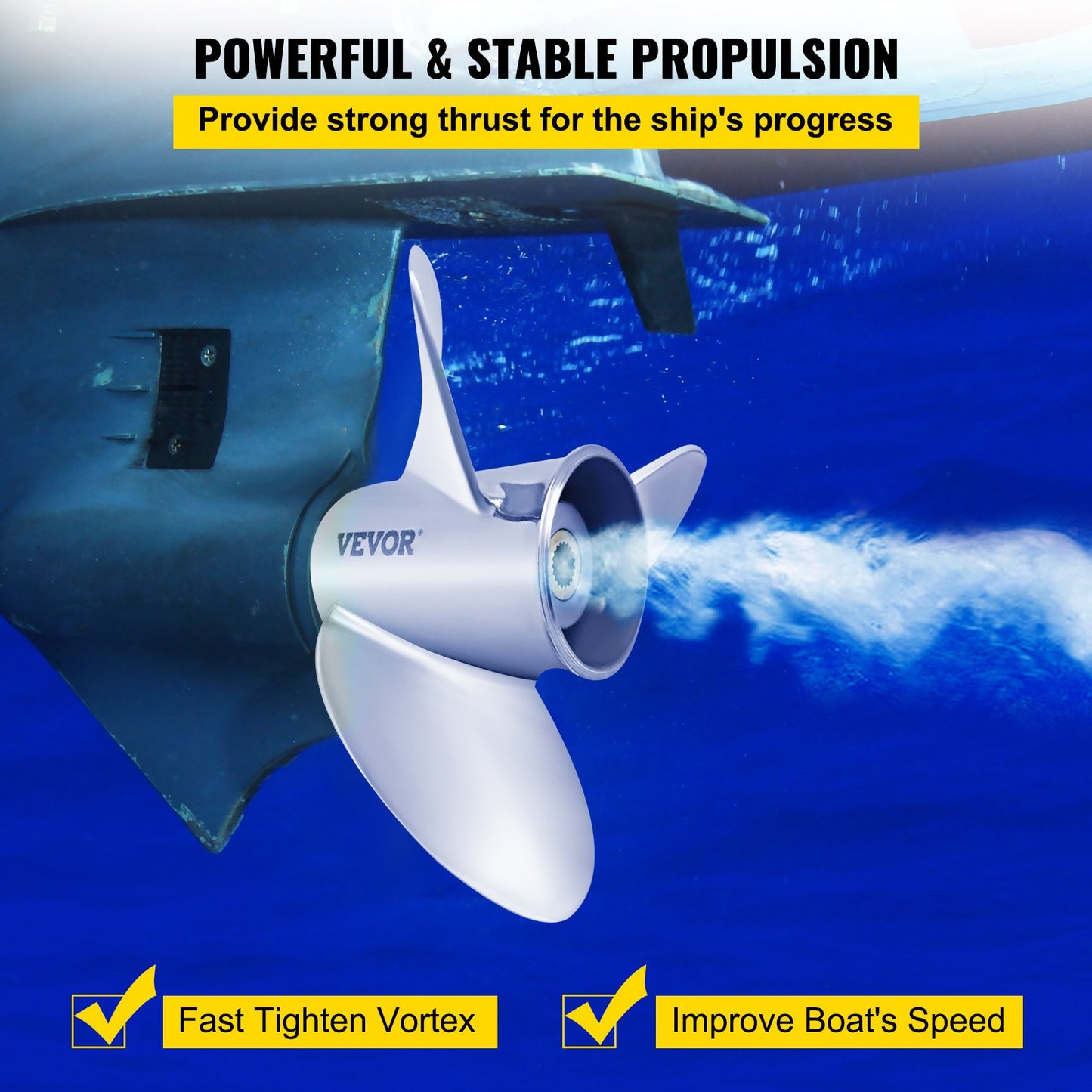 Outboard Propeller, Replace for OEM 3860709, 3-Blade 14.5\" x 21\" Pitch Steel Boat Propeller, Compatible with Volvo Penta SX Drive All Models, with 19 Tooth Splines, RH - Image 3
