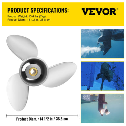 Outboard Propeller, Replace for OEM 3860709, 3-Blade 14.5\" x 21\" Pitch Steel Boat Propeller, Compatible with Volvo Penta SX Drive All Models, with 19 Tooth Splines, RH - Image 7