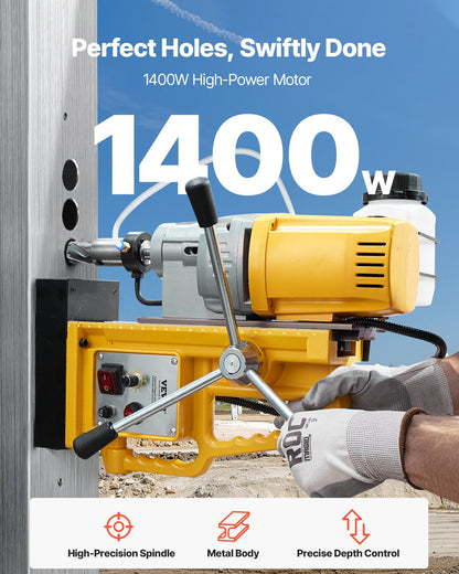 Magnetic Drill, 1400W Motor 2 in Boring Diameter, 2922 lbf Portable Electric Mag Drill Press, 0-750 RPM Variable Speed, Drilling Machine for Metal Surface, Industrial and Home Improvement - Image 2