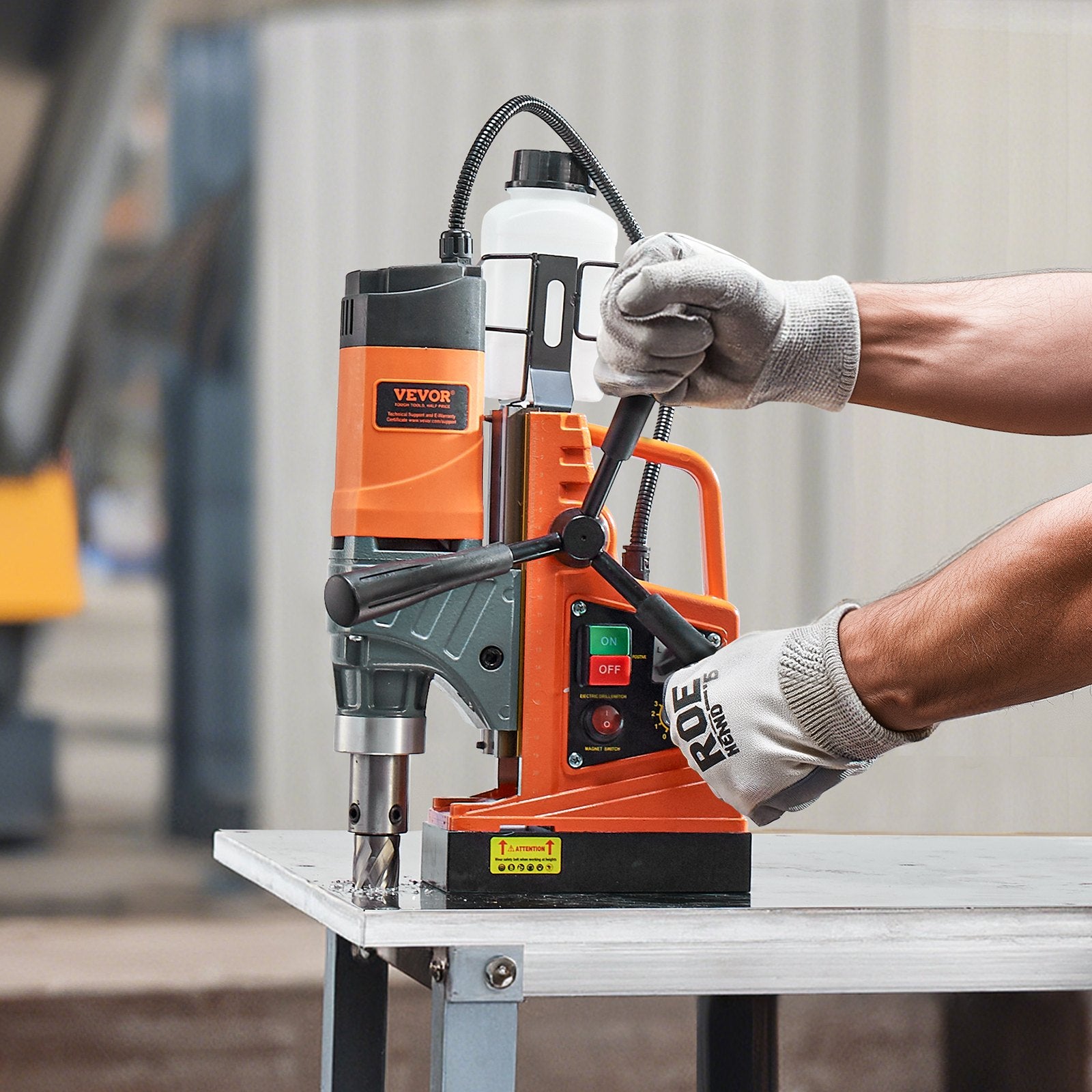 Magnetic Drill, 1450W Motor 1.6 in Boring Diameter, 2810 lbf Portable Electric Mag Drill Press, with 2 Coring Bits, Variable Speed, Drilling Machine for Metal Surface, Home Improvement Industry - Image 8