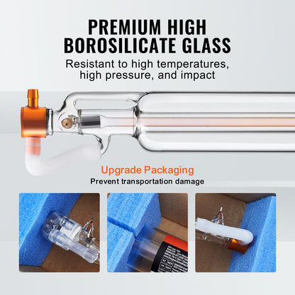 Laser Tube, 50W CO2 Laser Tube for Laser Engraver and Cutter Machine, 850 mm Length, 50 mm Diameter, Glass Laser Cutting Tube with TEM00 Beam Mode, for Wood Acrylic Fabric Leather Bamboo - Image 5