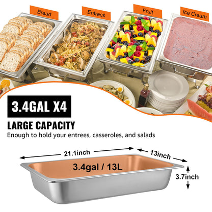 4 Pack Hotel Pan 3.7" Deep Steam Table Pan Full Size with Lid 20.8"L x 13"W Hotel Pan 22 Gauge Stainless Steel Anti Jam Steam Table Pan - Image 4