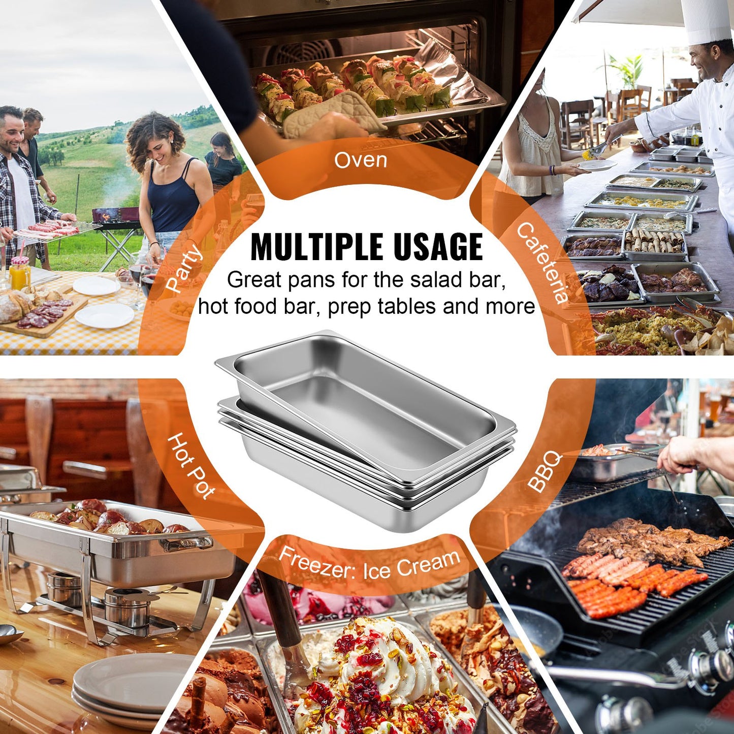 4 Pack Hotel Pan 3.7" Deep Steam Table Pan Full Size with Lid 20.8"L x 13"W Hotel Pan 22 Gauge Stainless Steel Anti Jam Steam Table Pan - Image 6