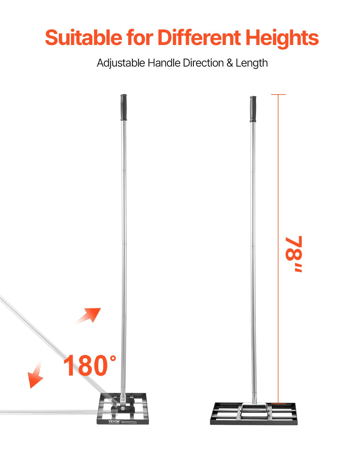 254 x 430 mm Lawn Leveling Rake 1980 mm Adjustable Handle for Yard Golf Court - Image 4