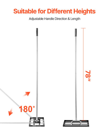 254 x 430 mm Lawn Leveling Rake 1980 mm Adjustable Handle for Yard Golf Court - Image 4