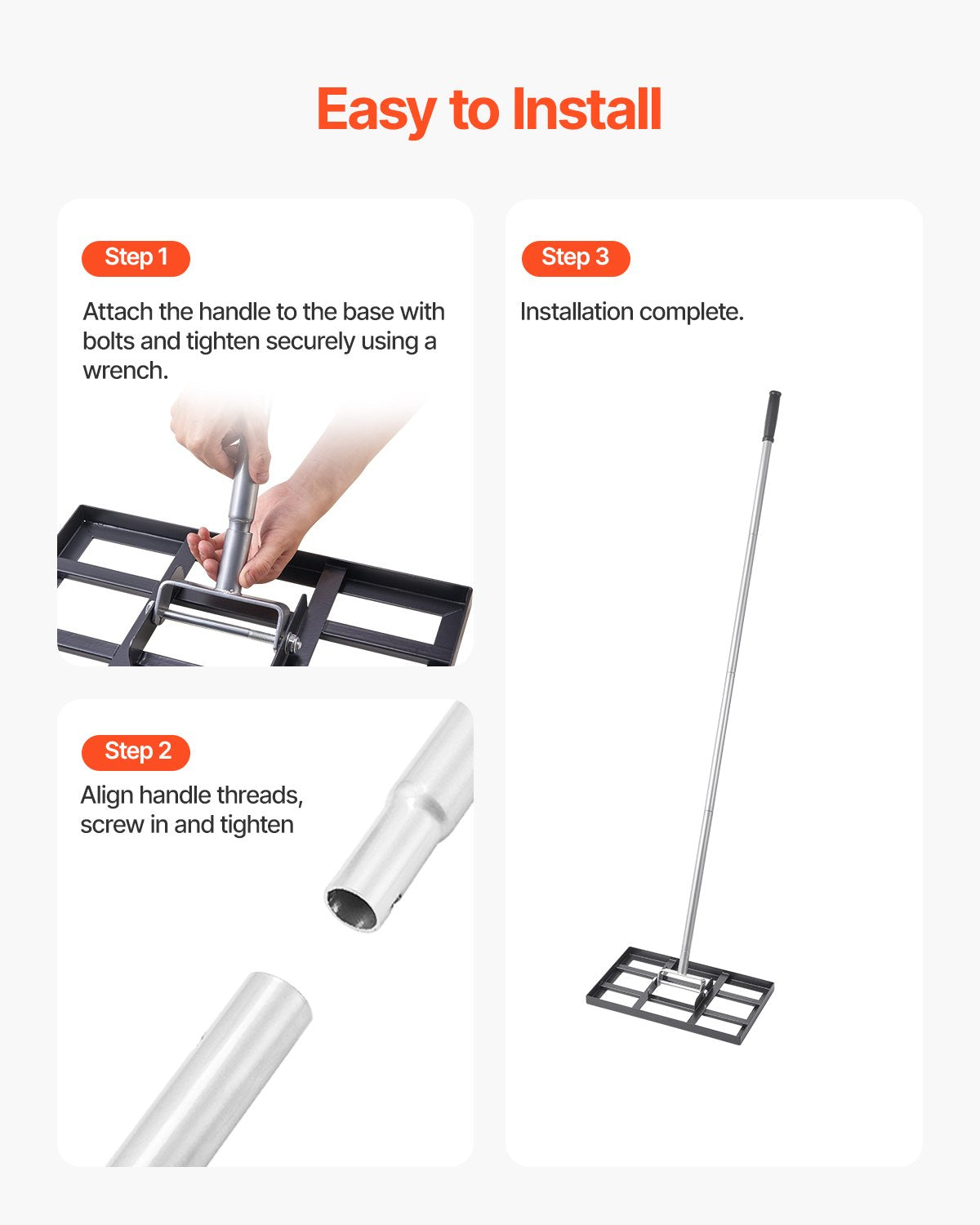 254 x 430 mm Lawn Leveling Rake 1980 mm Adjustable Handle for Yard Golf Court - Image 5