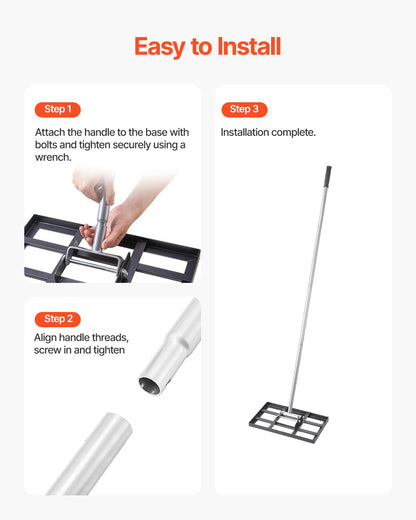 254 x 430 mm Lawn Leveling Rake 1980 mm Adjustable Handle for Yard Golf Court - Image 5