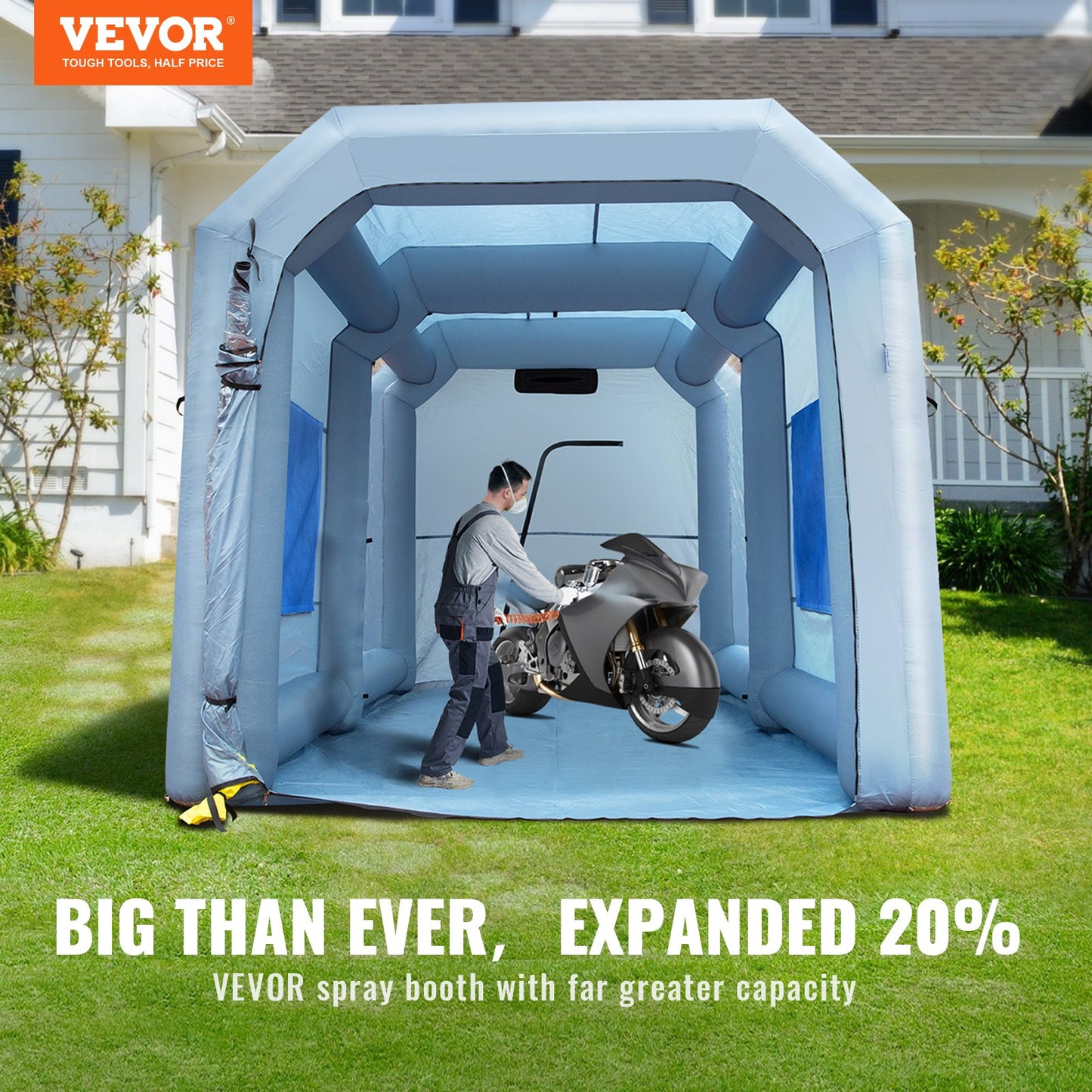 Inflatable Spray Booth Car Paint Tent 13x10x9ft Filter System Blower 950W - Image 2