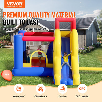 Inflatable Bounce House, Outdoor High Quality Playhouse Trampoline, Jumping Bouncer with Blower, Slide, and Storage Bag, Family Backyard Bouncy Castle, for Kid Ages 3_8 Years, 3.4x2.6x2.3m - Image 2