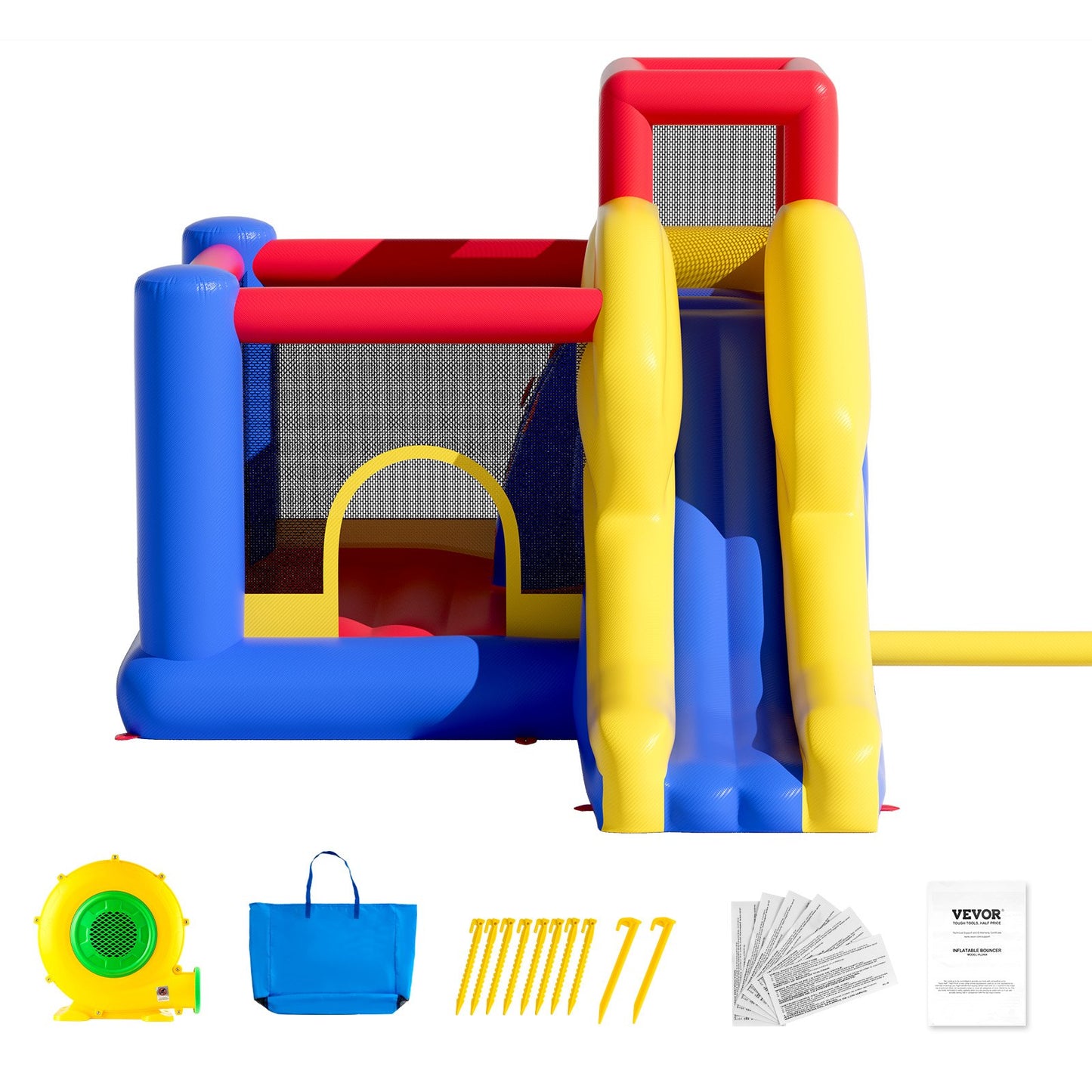 Inflatable Bounce House, Outdoor High Quality Playhouse Trampoline, Jumping Bouncer with Blower, Slide, and Storage Bag, Family Backyard Bouncy Castle, for Kid Ages 3_8 Years, 3.4x2.6x2.3m - Image 9