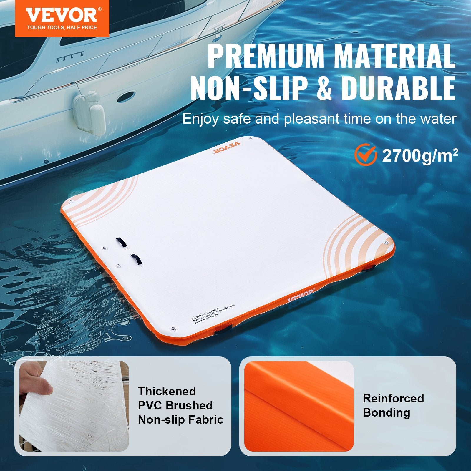 Inflatable Floating Dock, 10 x 10FT Inflatable Dock Platform, Non-Slip Water Floating Dock Mat with Portable Carrying Bag & Detachable Ladder, Floating Platform Island Raft for Pool Beach Ocean - Image 2