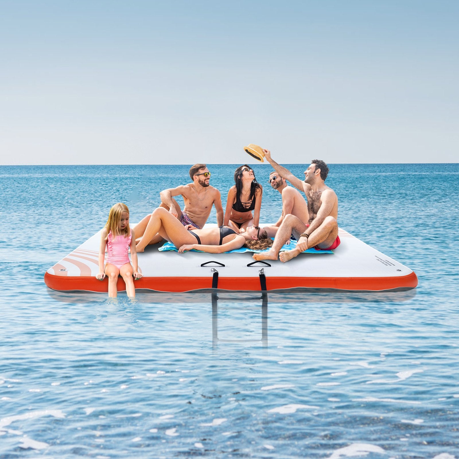 Inflatable Floating Dock, 10 x 10FT Inflatable Dock Platform, Non-Slip Water Floating Dock Mat with Portable Carrying Bag & Detachable Ladder, Floating Platform Island Raft for Pool Beach Ocean - Image 8