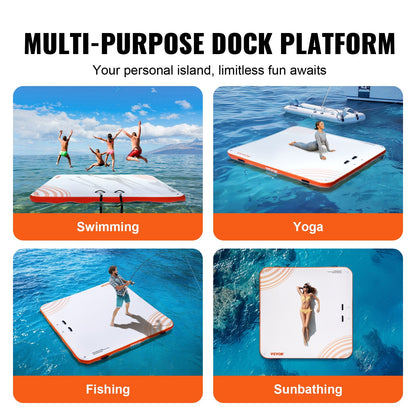 Inflatable Floating Dock, 7 x 7FT Inflatable Dock Platform, Non-Slip Water Floating Dock Mat with Portable Carrying Bag & Detachable Ladder, Floating Platform Island Raft for Pool Beach Ocean - Image 6