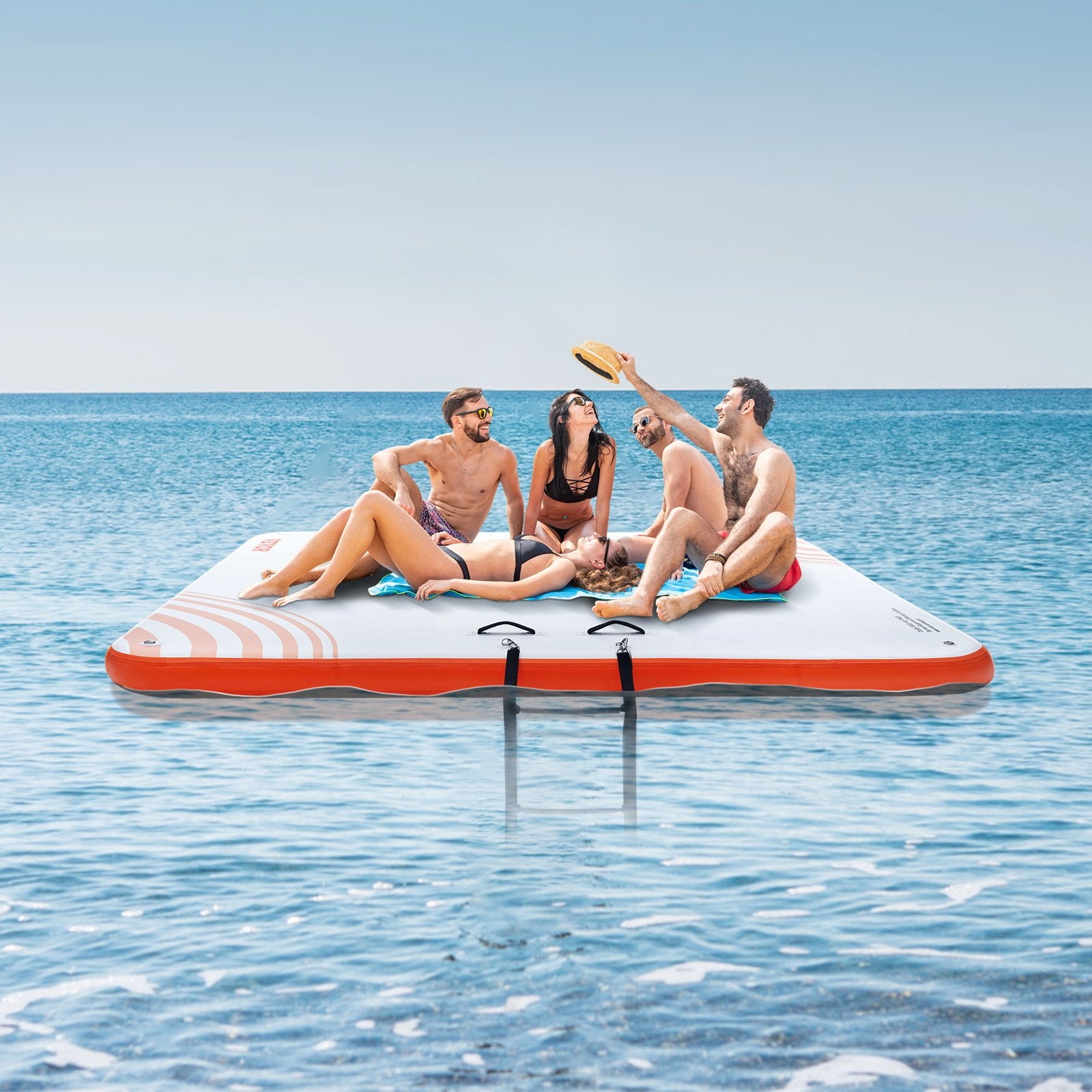 Inflatable Floating Dock, 7 x 7FT Inflatable Dock Platform, Non-Slip Water Floating Dock Mat with Portable Carrying Bag & Detachable Ladder, Floating Platform Island Raft for Pool Beach Ocean - Image 8