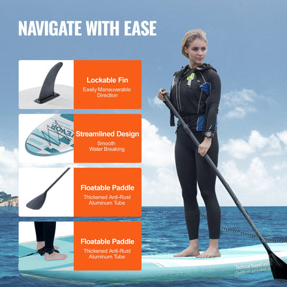 Inflatable Stand Up Paddle Board, 152 mm Wide SUP Paddleboard, with Board Accessories, Pump, Paddle, Fin, Phone Bag, Backpack, Ankle Leash, Repair Kit, Non-slip Deck for Youth & Adults - Image 4