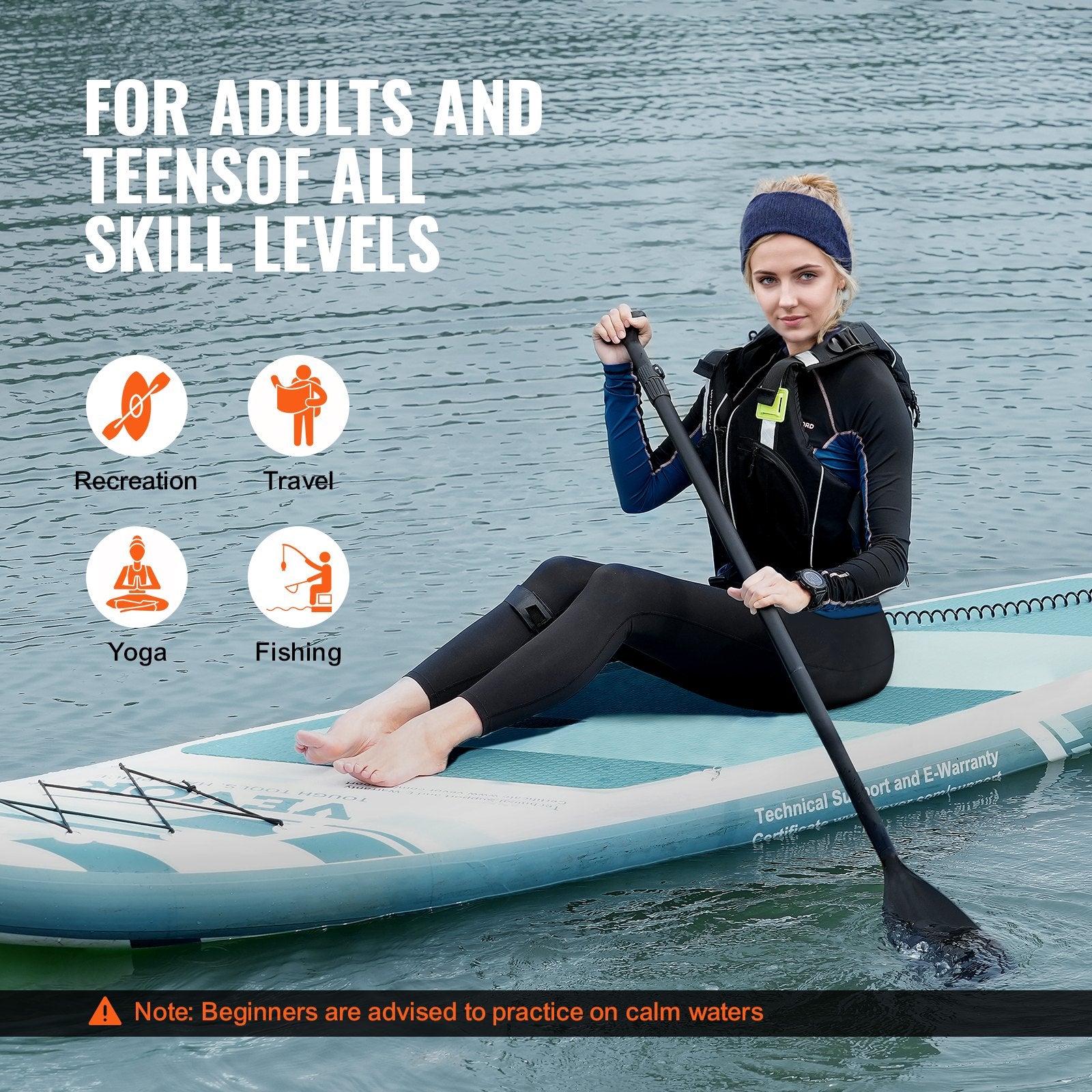 Inflatable Stand Up Paddle Board, 152 mm Wide SUP Paddleboard, with Board Accessories, Pump, Paddle, Fin, Phone Bag, Backpack, Ankle Leash, Repair Kit, Non-slip Deck for Youth & Adults - Image 6