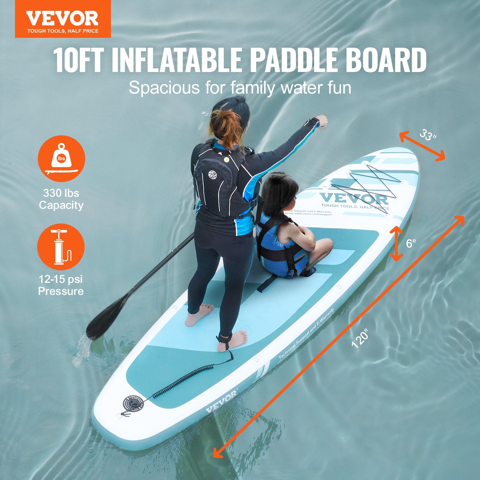 Inflatable Stand Up Paddle Board, 152 mm Wide SUP Paddleboard, with Board Accessories, Pump, Paddle, Fin, Phone Bag, Backpack, Ankle Leash, Repair Kit, Non-slip Deck for Youth & Adults - Image 2