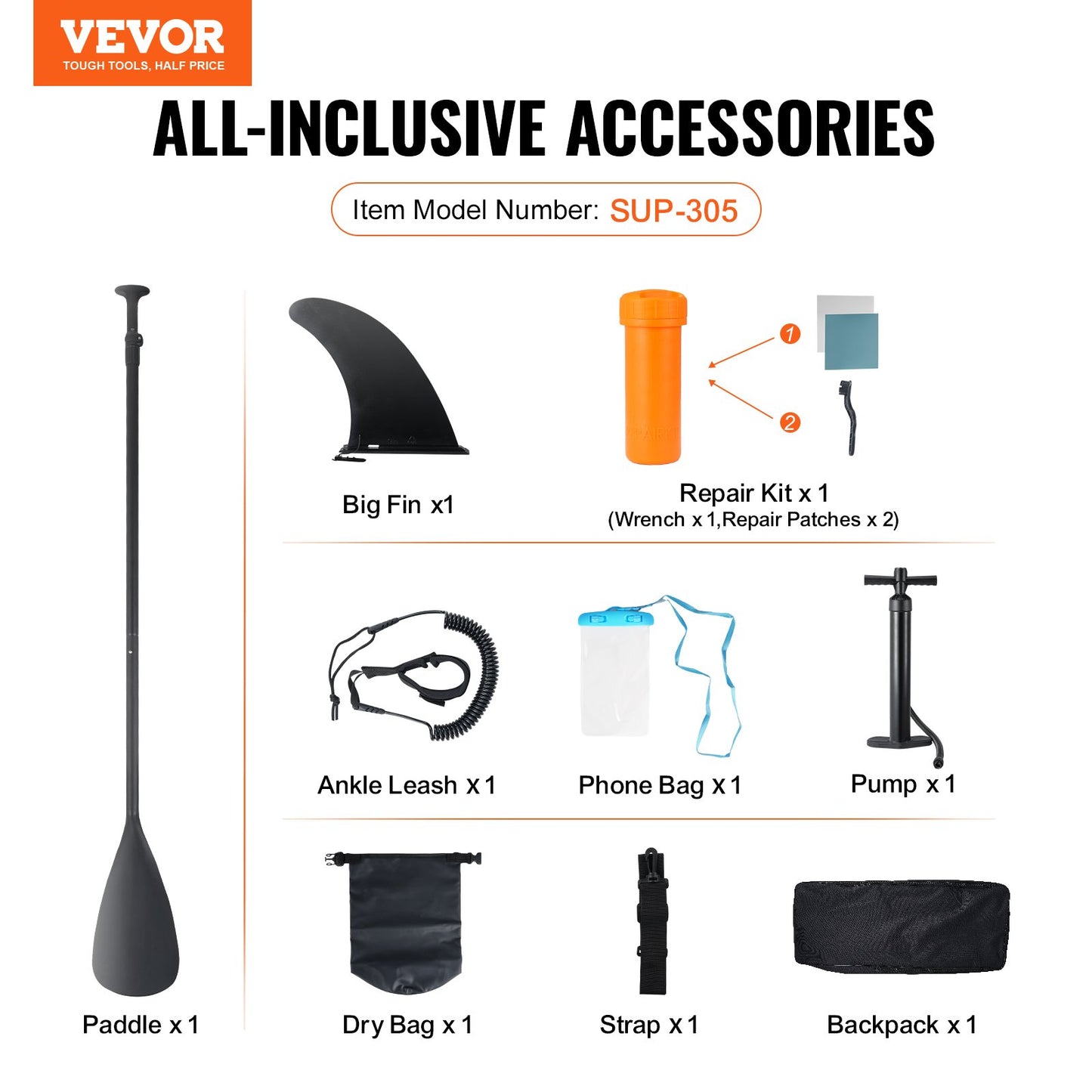 Inflatable Stand Up Paddle Board, 152 mm Wide SUP Paddleboard, with Board Accessories, Pump, Paddle, Fin, Phone Bag, Backpack, Ankle Leash, Repair Kit, Non-slip Deck for Youth & Adults - Image 7