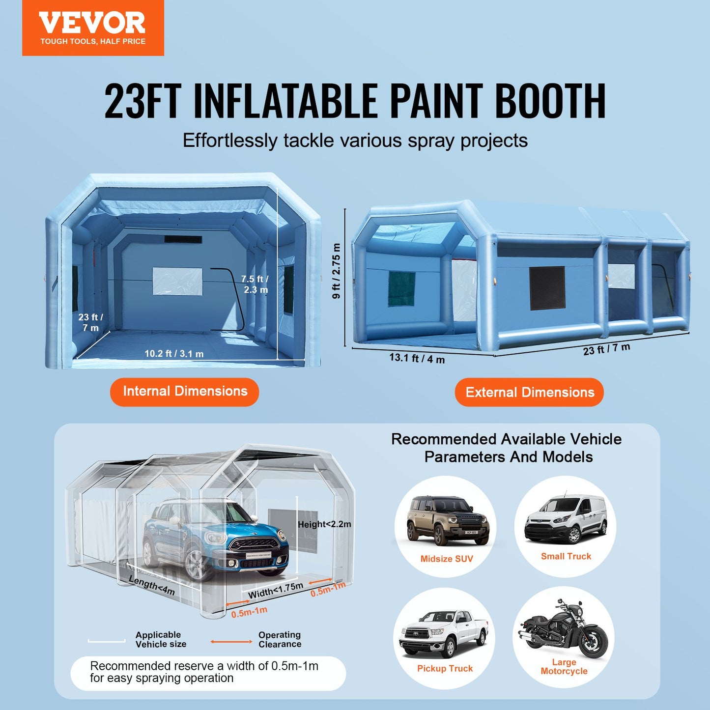 Inflatable Paint Booth 23x13.1x9ft Inflatable Spray Booth 750W+480W Blower - Image 2
