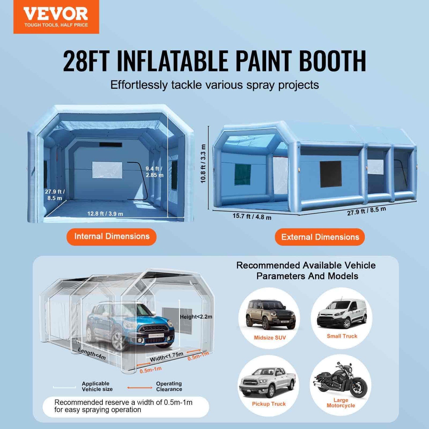Inflatable Paint Booth 27.9x15.7x10.8ft Inflatable Spray Booth 950W+750W - Image 2