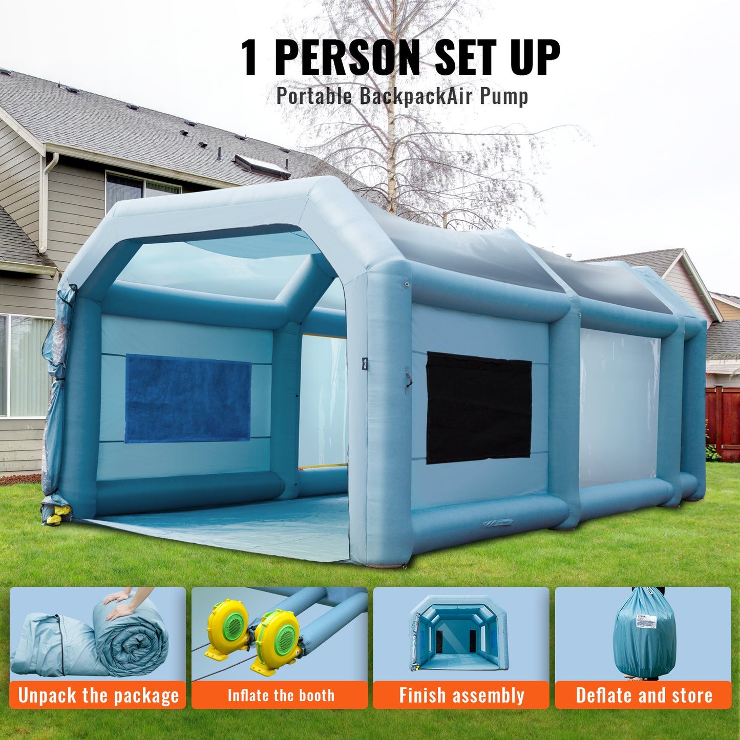 Inflatable Spray Booth Car Paint Tent 20x10x8ft Filter System 2 Blowers - Image 5
