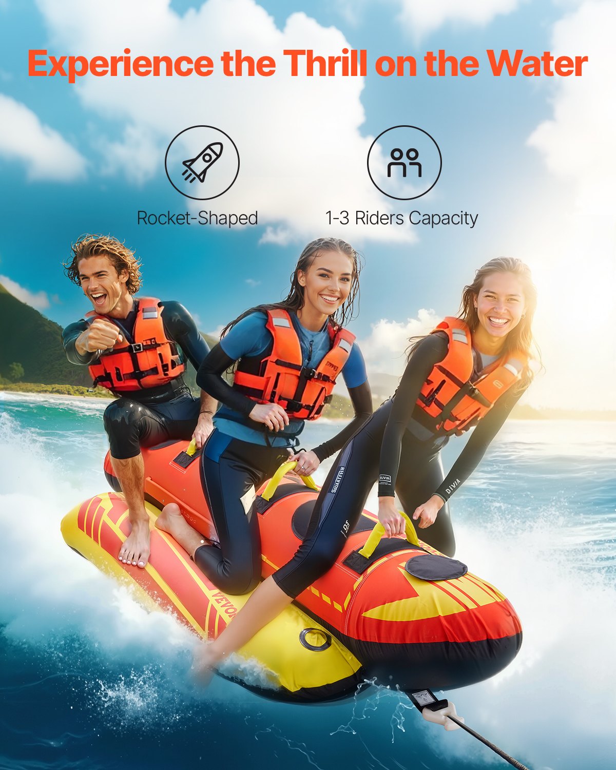 Towable Tubes for Boating 1-3 Riders Inflatable Boat Tubes Towables 510lbs - Image 2