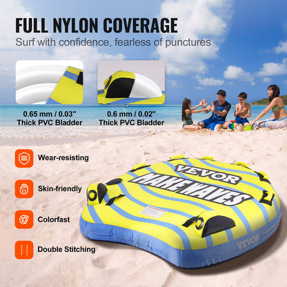 Towable Tube for Boating, 1-3 Riders Inflatable Towable Tube with Bumper Fins, 510 lbs Water Sport Towable Tubes for Boats to Pull, Full Nylon Cover, EVA Grab Handles and Speed Safety Valve - Image 3