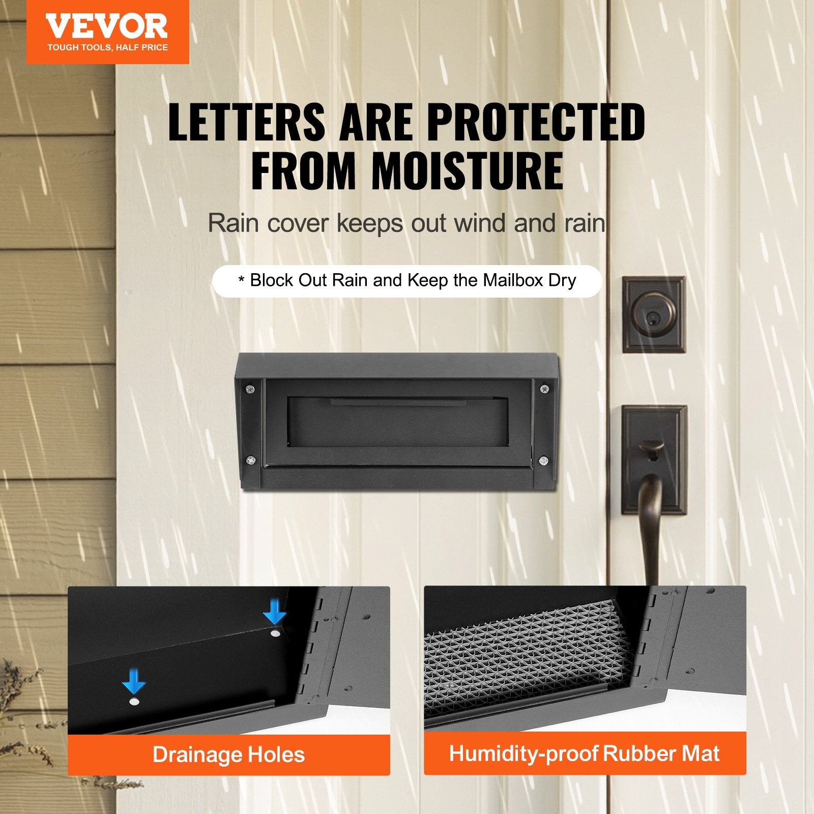 Through The Door Key Drop Box, Heavy Duty Steel Through the Door Mailbox with 1.8" 12" Key Lock, 12x6x16" Mail Drop Box, Black - Image 2