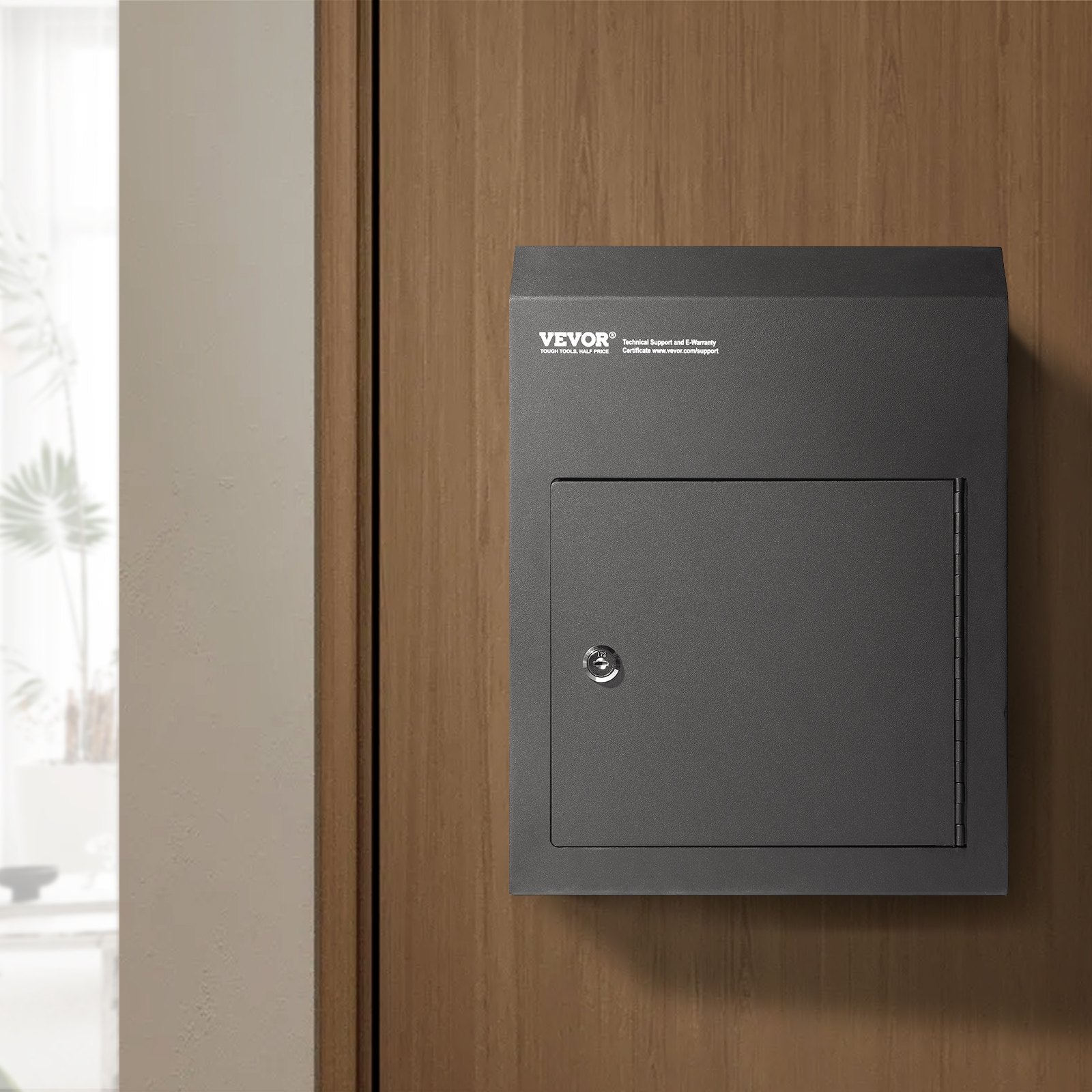 Through The Door Key Drop Box, Heavy Duty Steel Through the Door Mailbox with 1.8" 12" Key Lock, 12x6x16" Mail Drop Box, Black - Image 8