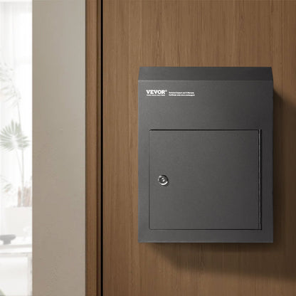 Through The Door Key Drop Box, Heavy Duty Steel Through the Door Mailbox with 1.8" 12" Key Lock, 12x6x16" Mail Drop Box, Black - Image 8