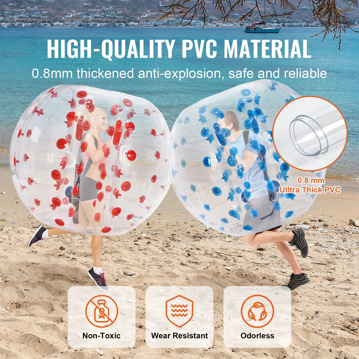 Inflatable Bumper Balls 2-Pack, 5FT/1.5M Body Sumo Zorb Balls for Teen & Adult, 0.8mm Thick PVC Human Hamster Bubble Balls for Outdoor Team Gaming Play, Bumper Bopper Toys for Garden, Yard, Park - Image 2