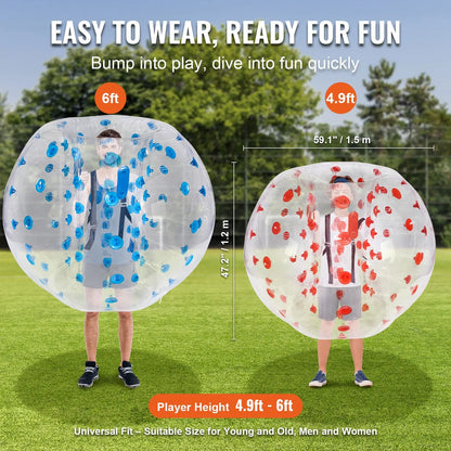 Inflatable Bumper Balls 2-Pack, 5FT/1.5M Body Sumo Zorb Balls for Teen & Adult, 0.8mm Thick PVC Human Hamster Bubble Balls for Outdoor Team Gaming Play, Bumper Bopper Toys for Garden, Yard, Park - Image 3