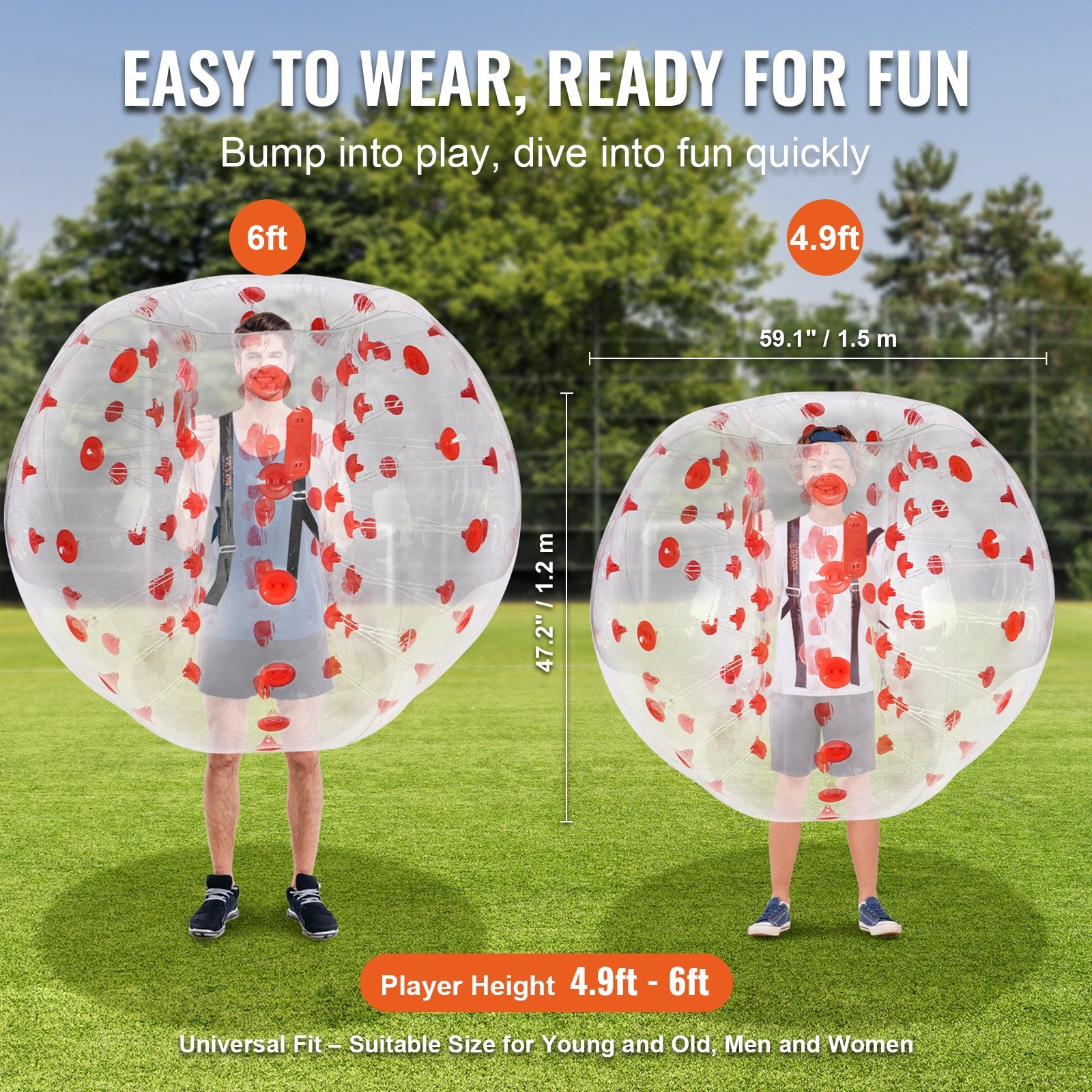 Inflatable Bumper Ball 1-Pack, 5FT/1.5M Body Sumo Zorb Balls for Teen & Adult, 0.8mm Thick PVC Human Hamster Bubble Balls for Outdoor Team Gaming Play, Bumper Bopper Toys for Garden, Yard, Park - Image 3