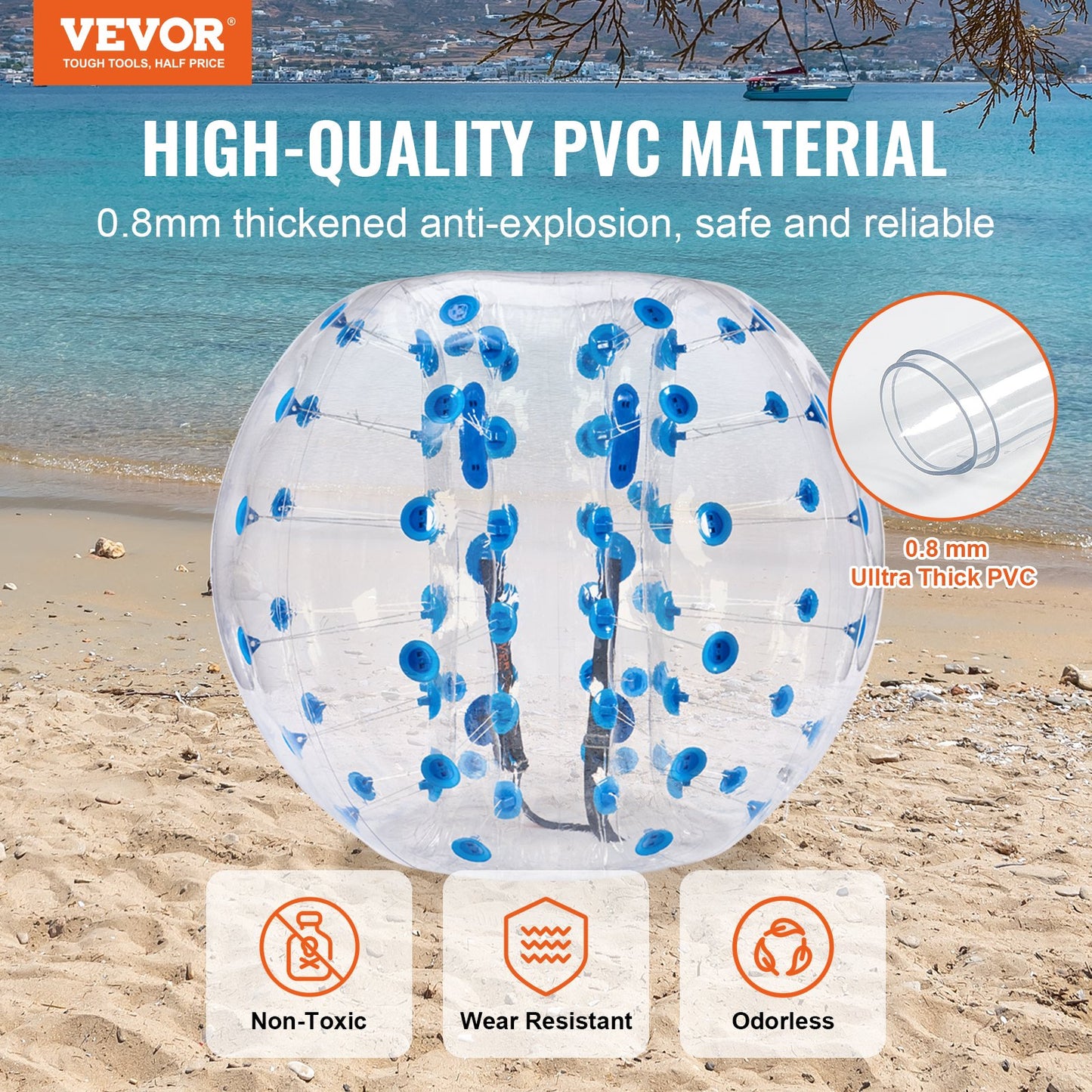Inflatable Bumper Ball 1-Pack, 5FT/1.5M Body Sumo Zorb Balls for Teen & Adult, 0.8mm Thick PVC Human Hamster Bubble Balls for Outdoor Team Gaming Play, Bumper Bopper Toys for Garden, Yard, Park - Image 2
