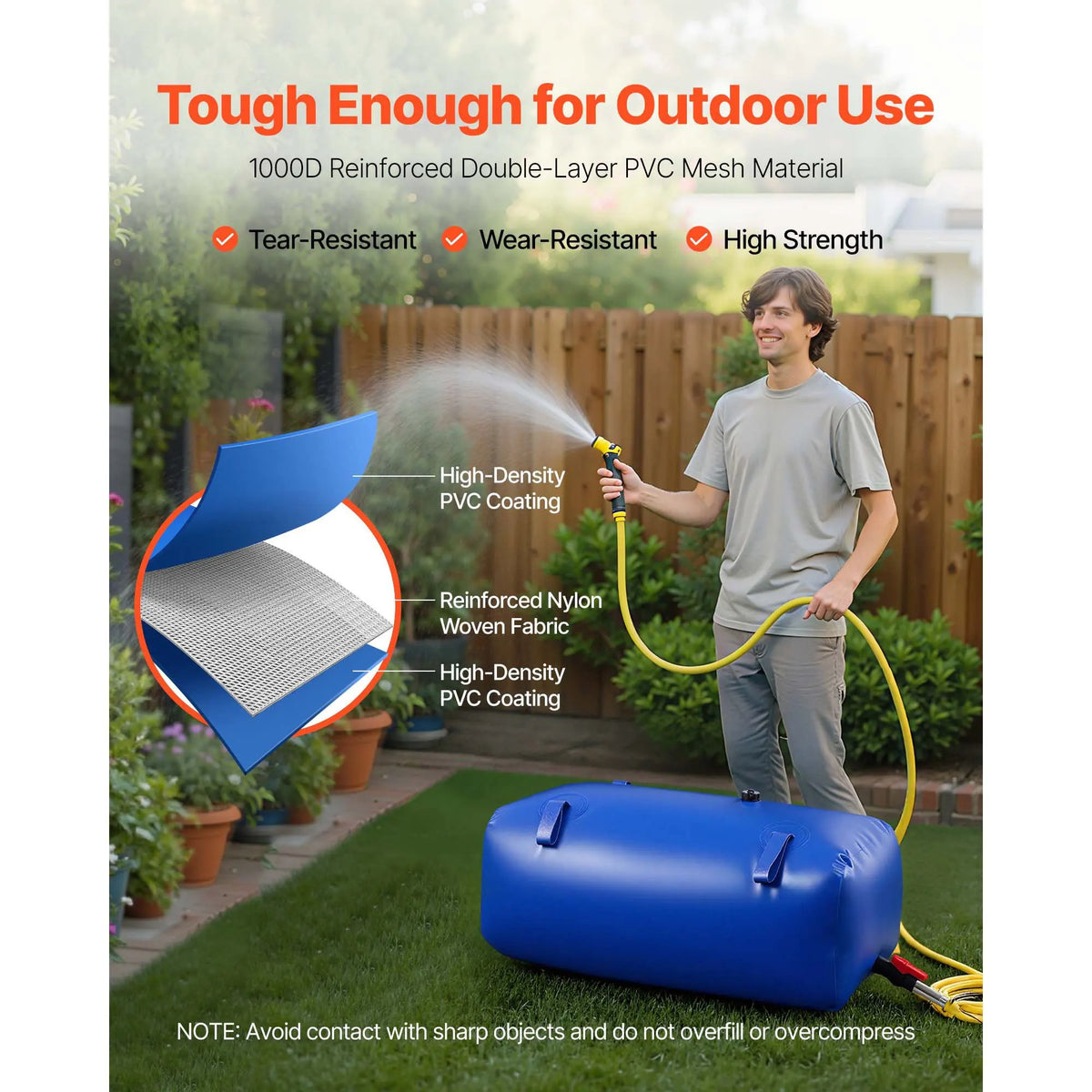 Water Storage Bladder 113L Large Capacity Water Bag, Portable & Collapsible Soft Waters Container, Leakproof & Tear-Resistant PVC Emergency Waters Storage Tank for RV Truck & Outdoor Use - Image 3