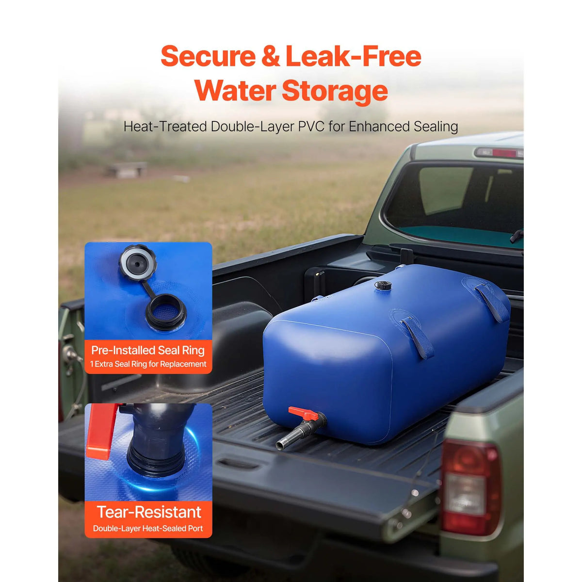 Water Storage Bladder 113L Large Capacity Water Bag, Portable & Collapsible Soft Waters Container, Leakproof & Tear-Resistant PVC Emergency Waters Storage Tank for RV Truck & Outdoor Use - Image 4