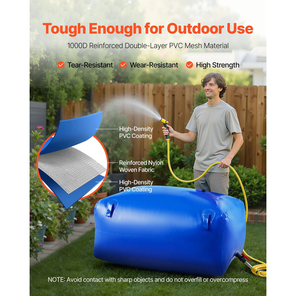 Water Storage Bladder 400L Large Capacity Water Bag, Portable & Collapsible Soft Waters Container, Leakproof & Tear-Resistant PVC Emergency Waters Storage Tank for RV Truck & Outdoor Use - Image 3